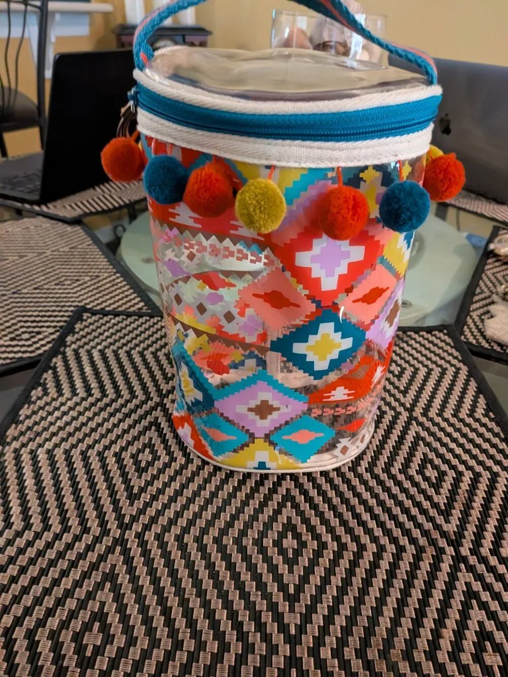 Vera Bradley Transparent Pom Pom Make Up Bag